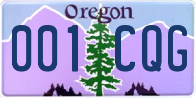 OR license plate 001CQG