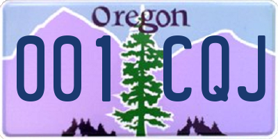 OR license plate 001CQJ
