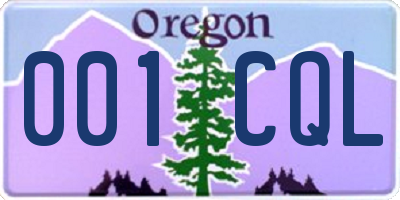 OR license plate 001CQL