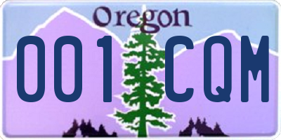 OR license plate 001CQM