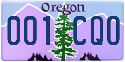 OR license plate 001CQO