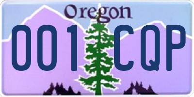 OR license plate 001CQP