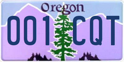 OR license plate 001CQT