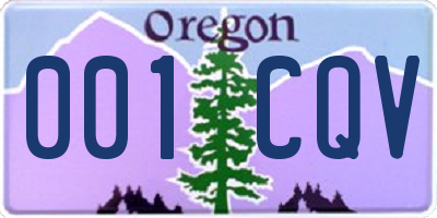 OR license plate 001CQV