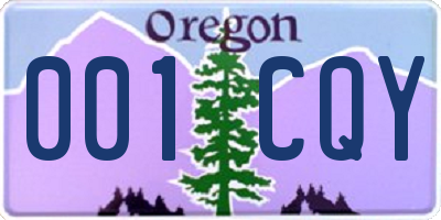 OR license plate 001CQY