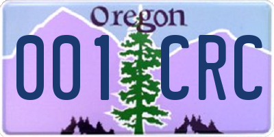 OR license plate 001CRC