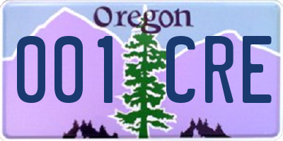 OR license plate 001CRE