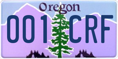 OR license plate 001CRF