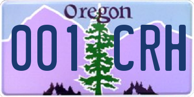 OR license plate 001CRH