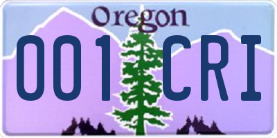 OR license plate 001CRI