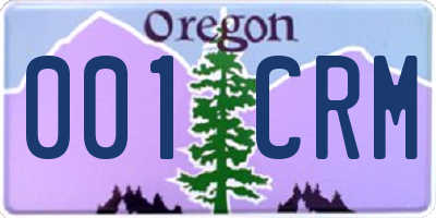 OR license plate 001CRM