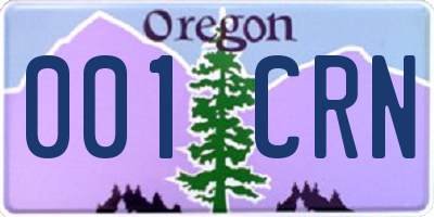 OR license plate 001CRN