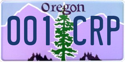 OR license plate 001CRP