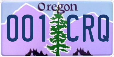 OR license plate 001CRQ