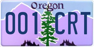 OR license plate 001CRT