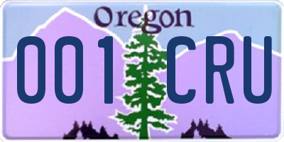 OR license plate 001CRU