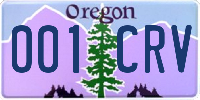 OR license plate 001CRV