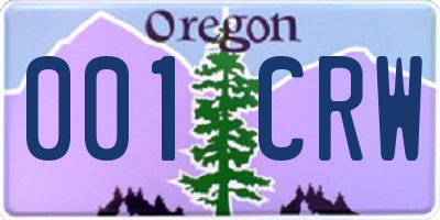 OR license plate 001CRW