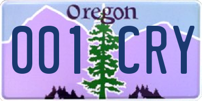 OR license plate 001CRY