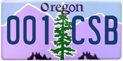 OR license plate 001CSB