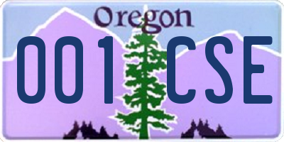 OR license plate 001CSE