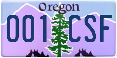 OR license plate 001CSF