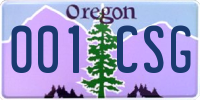 OR license plate 001CSG