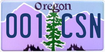 OR license plate 001CSN