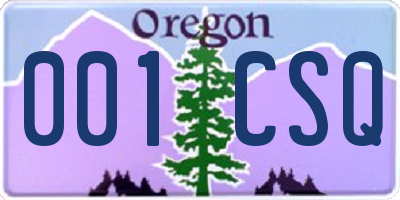 OR license plate 001CSQ