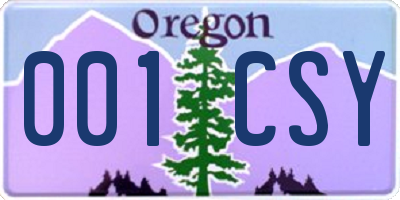 OR license plate 001CSY