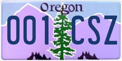 OR license plate 001CSZ