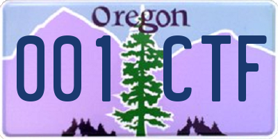 OR license plate 001CTF