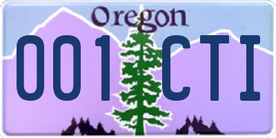 OR license plate 001CTI