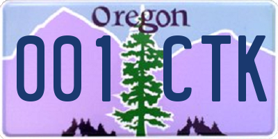 OR license plate 001CTK