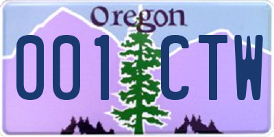 OR license plate 001CTW