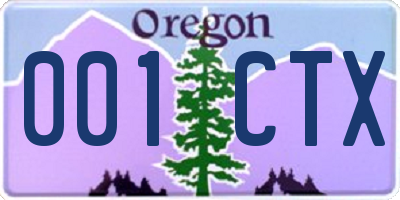 OR license plate 001CTX