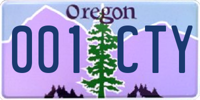 OR license plate 001CTY