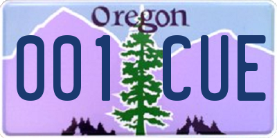 OR license plate 001CUE