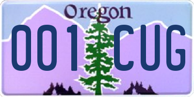 OR license plate 001CUG