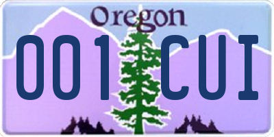 OR license plate 001CUI