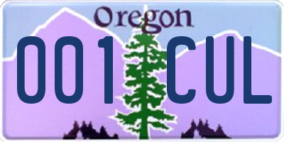 OR license plate 001CUL