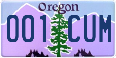 OR license plate 001CUM