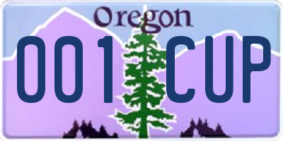 OR license plate 001CUP