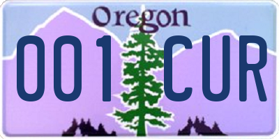 OR license plate 001CUR