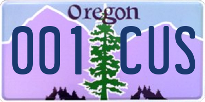 OR license plate 001CUS