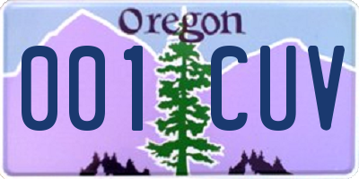 OR license plate 001CUV