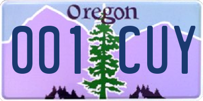 OR license plate 001CUY