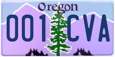 OR license plate 001CVA