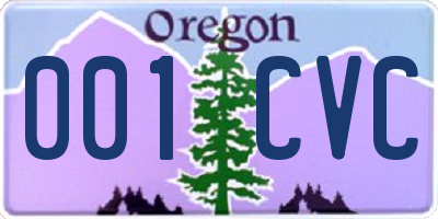 OR license plate 001CVC