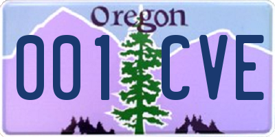 OR license plate 001CVE